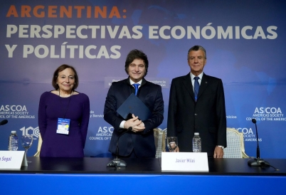 Susan Segal, Javier Milei y Natalio Mario Grinman