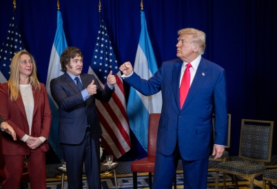 Karina Milei, Argentine President Javier Milei, and U.S. President Donald Trump. (White House)