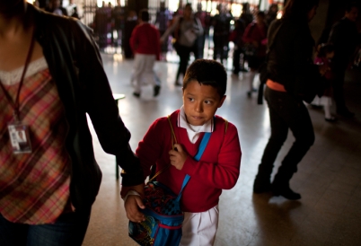 A student at a school in Mexico City.