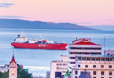 Ship at Punta Arenas, Chile