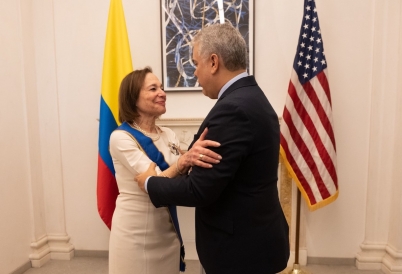 Presidente Iván Duque y Susan Segal. (Foto: Alexis Silver)