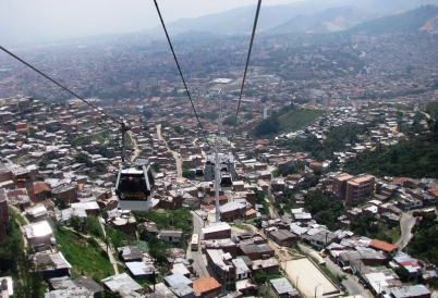 Aerial View of Medellín's Cable Car System