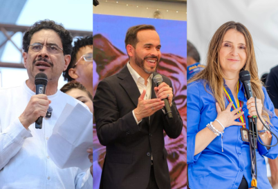 (L-R) Frontrunners Iván Cepeda, Abelardo de la Espriella, and Paloma Valencia.