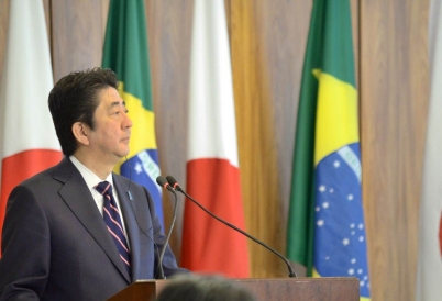 Prime Minister Shinzo Abe in Brazil in 2014