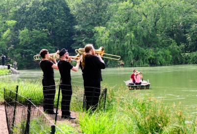 Trombone Ensemble Playing at Central Park Lake at MMNY Summer 2012