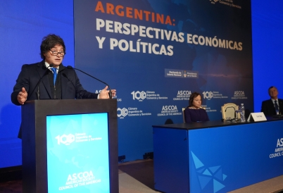 Argentina President Javier Milei, AS/COA President and CEO Susan Segal, and CAC President Natalio Mario Grinman. (Photo: Capece-Lasansky)
