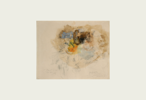 Lilia Carrillo, Sin título (Untitled), 1968. Gouache, silver leaf and graphite on cardboard. 9 x 11 5/8 in. (23 x 29.5 cm.). Courtesy of kurimanzutto, Mexico City / New York.