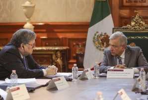William Barr and Andrés Manuel López Obrador. (AP)