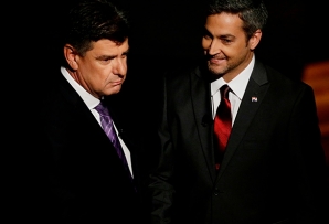 Paraguayan presidential candidates Efrain Alegre and Mario Abdo Benitez