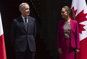Canadian Prime Minister Mark Carney and Mexican President Claudia Sheinbaum. (AP)