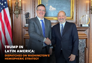 Mexican Economy Minister Marcelo Ebrard and U.S. Secretary of Commerce Howard Lutnick meeting last year. (Ebard's X)