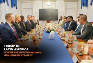 Special Envoy for Shield of the Americas Kristi Noem meets with Guyanese President Irfaan Ali. (Noem's X)