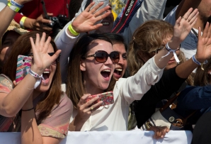 A crowd greets the pope in Mexico