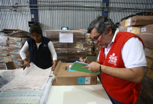 Election workers in Peru