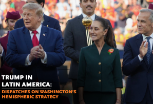 L-R: U.S. President Donald Trump, Mexican President Claudia Sheinbaum, and Canadian Prime Minister Mark Carney. (Sheinbaum's X)