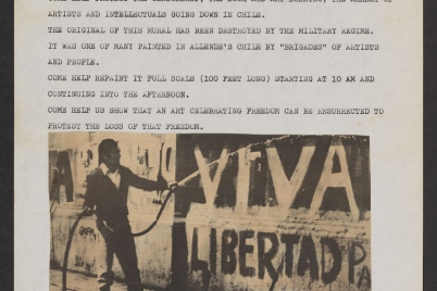 Flyer for recreation of Brigada Ramona Parra mural.