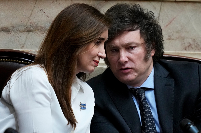 (L–R): Argentina's incoming Vice President Victoria Villarruel and President Javier Milei. (AP)