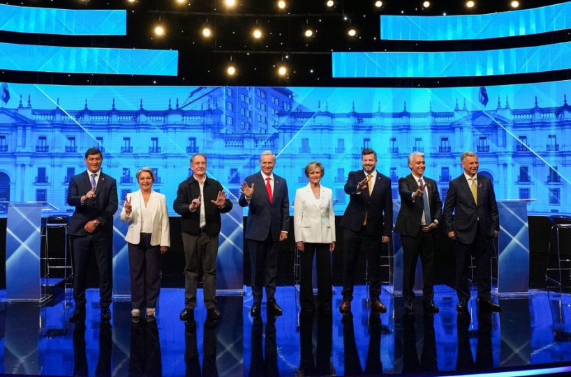 Chile's 2025 presidential candidates in a debate. (AP)