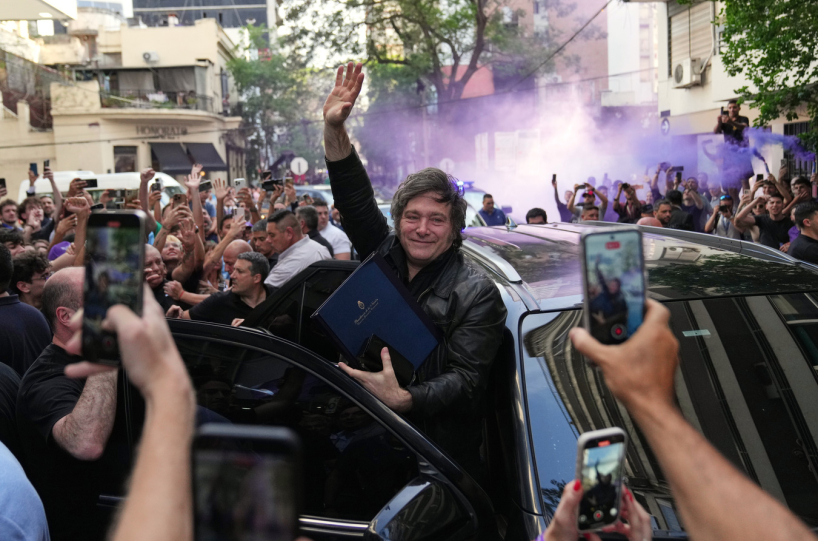 Argentine President Javier Milei on the campaign trail. (AP)