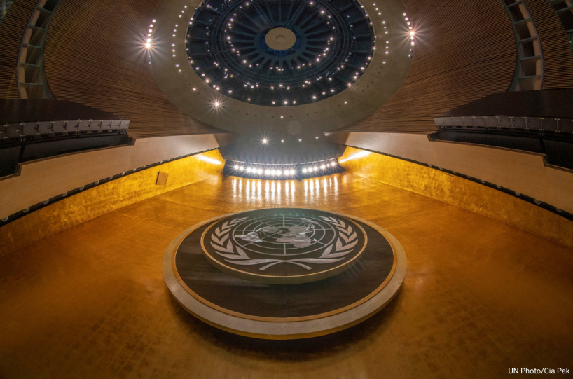 The ceiling of the UN General Assembly. (UN X Accout)