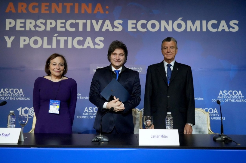 Susan Segal, Javier Milei y Natalio Mario Grinman