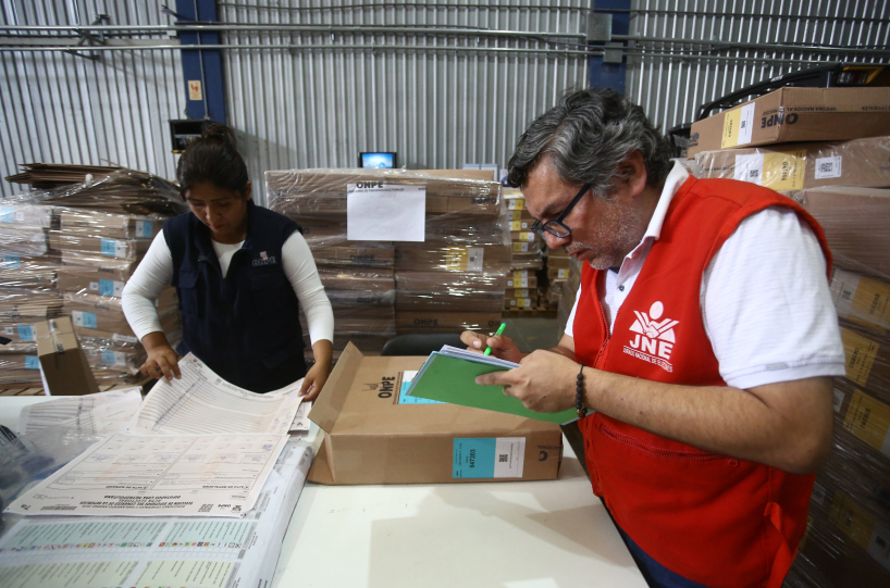 Election workers in Peru