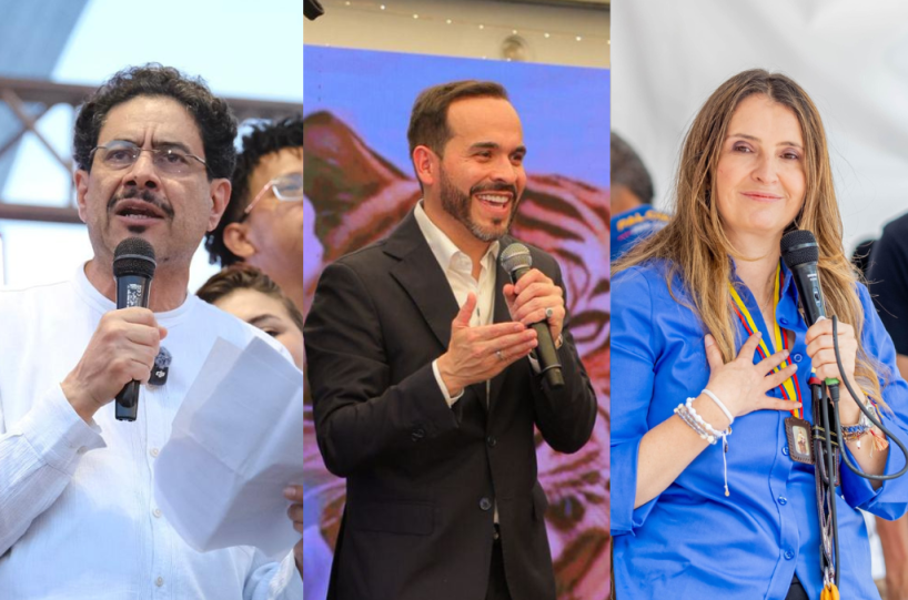 (L-R) Frontrunners Iván Cepeda, Abelardo de la Espriella, and Paloma Valencia.