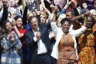 President-elect Gustavo Petro (L) and Vice President-elect Francia Márquez (R). (AP)