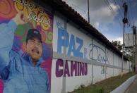 A mural of President Ortega (AP)