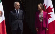 Canadian Prime Minister Mark Carney and Mexican President Claudia Sheinbaum. (AP)