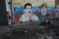 A mural of Nicolás Maduro and Hugo Chávez in Caracas. (AP)