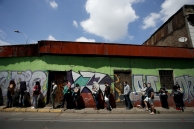 Chileans waiting to vote. 