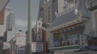 Street with asian symbols and english signs