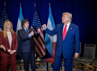 Karina Milei, Argentine President Javier Milei, and U.S. President Donald Trump. (White House)