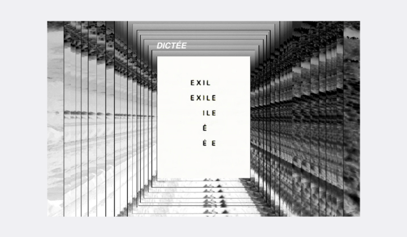 Visual representation of the performance 'Dictée/Exilée,' 2024 by Suwon Lee.