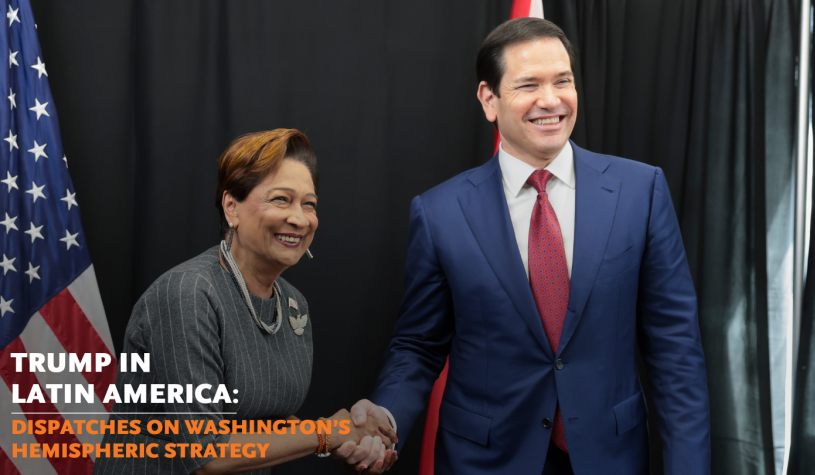 (L-R) Prime Minister of Trinidad and Tobago Kamla Persad-Bissessar and U.S. Secretary of State Marco Rubio. (AP)