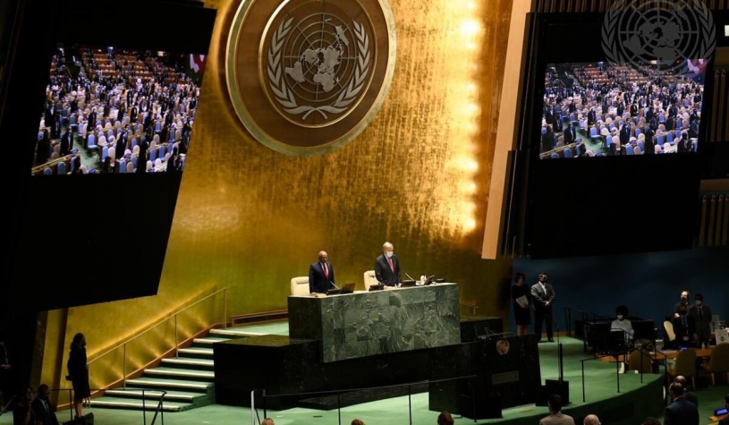 The opening of the 76th General Assembly debate. (Image: @UN_PGA Twitter)