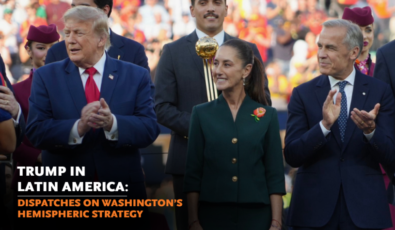 L-R: U.S. President Donald Trump, Mexican President Claudia Sheinbaum, and Canadian Prime Minister Mark Carney. (Sheinbaum's X)