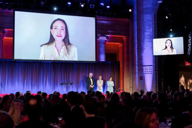 Maria Corina Machado accepts Americas Society Gold Medal